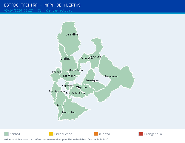 Mapa de alertas del Táchira